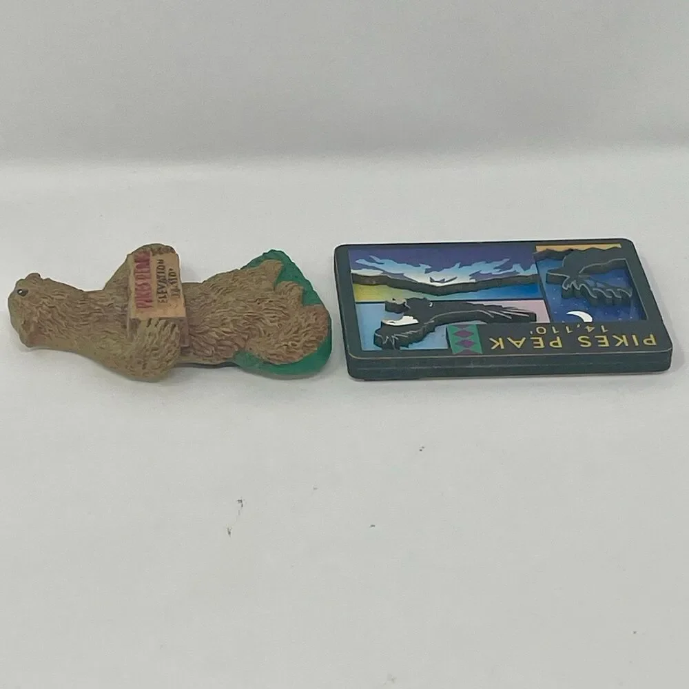 Lot of 2 Vintage Pikes Peak Colorado CO Magnets Marmot Eagle Elk Elevation 14110